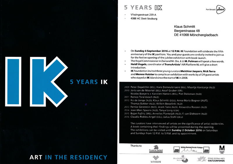 IK 5 years IK, arts in the residency, Stichting IK Vlissingen, NL, Netherlands